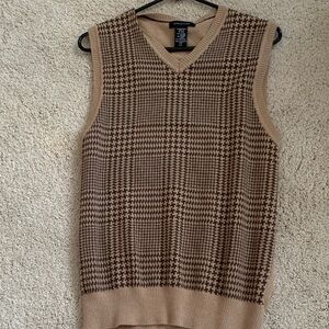 Croft & Barrow Men's Brown Houndstooth V-Neck Sweater Vest